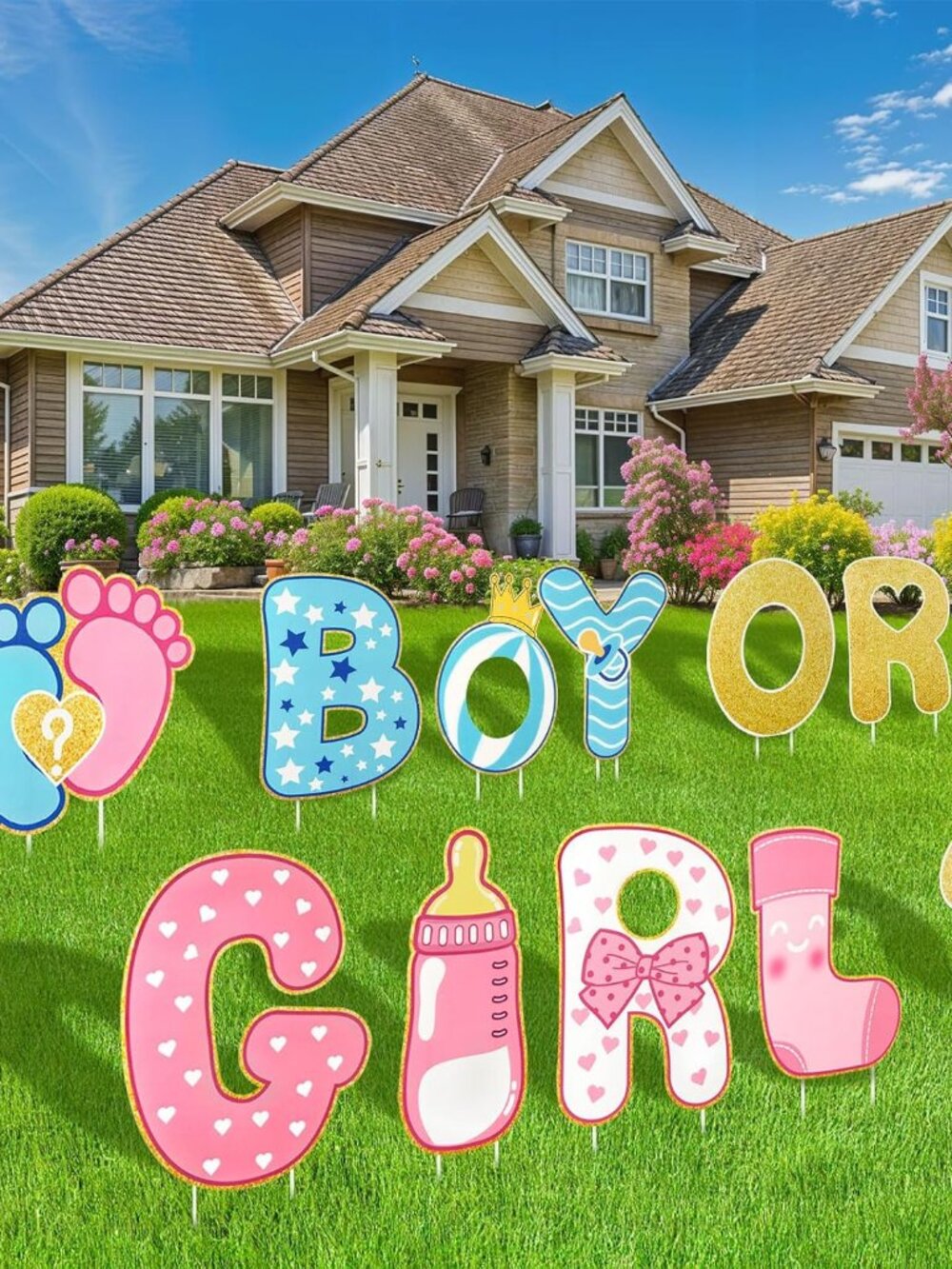 11 Pcs Gender Reveal Decorations Baby Shower Yard Signs with Stakes,Baby Gender